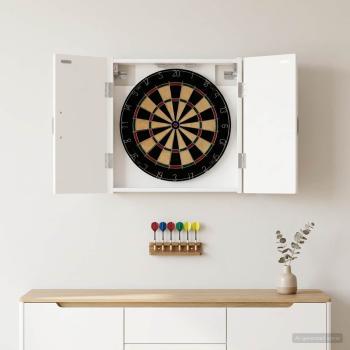 ARDEBO.de - Dartboard Schrank HOORN Wei? 52,5 x 10,5 x 53,5 cm