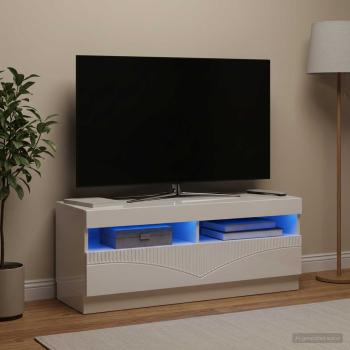 ARDEBO.de - LED-TV-Schrank Hochglanz Weiß Holzwerkstoff