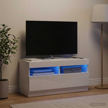 ARDEBO.de - LED-TV-Schrank Hochglanz Weiß Holzwerkstoff