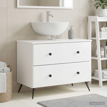 ARDEBO.de - Waschbeckenschrank BREDA Hochglanz Weiß 82 x 41 x 59 cm