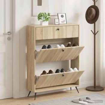 ARDEBO.de - Schuhschrank BREDA 78 x 24 x 103 cm Holzwerkstoff Sonoma-Eiche