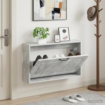 ARDEBO.de - Wandmontierter Schuhschrank UTRECHT 71 x 17 x 43 cm Betongrau