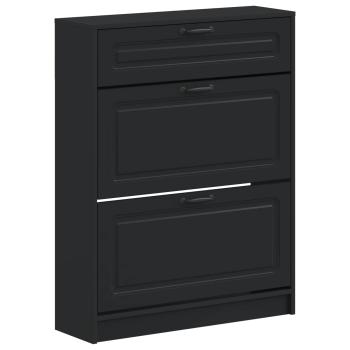 Schuhschrank UTRECHT 78 x 24 x 100 cm Holzwerkstoff Schwarz