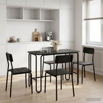ARDEBO.de - Esstisch 100 x 50 x 75 cm Holzwerkstoff Schwarz Rechtwinklig
