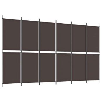 6-tlg. Paravent Braun 300x180 cm Stoff