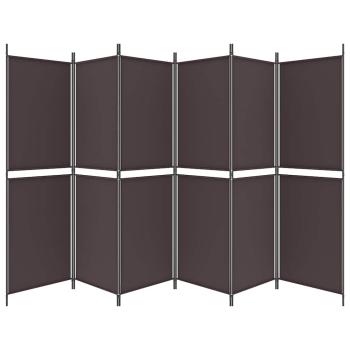 6-tlg. Paravent Braun 300x180 cm Stoff