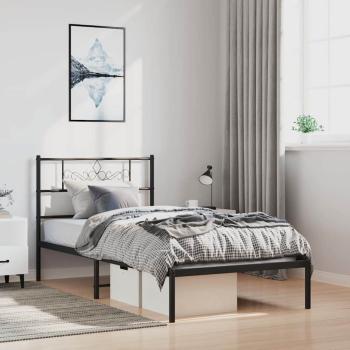 ARDEBO.de - Bettgestell mit Kopfteil Metall Schwarz 100x200 cm