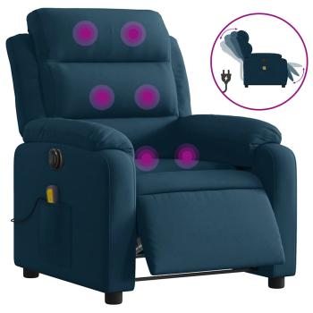 Massagesessel Elektrisch Blau Samt