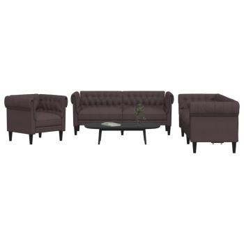 ARDEBO.de - 3-tlg. Sofagarnitur Dunkelbraun Stoff