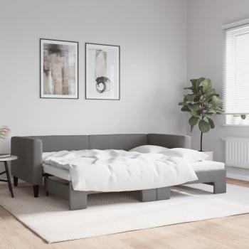 ARDEBO.de - Tagesbett Ausziehbar Dunkelgrau 100x190 cm Stoff