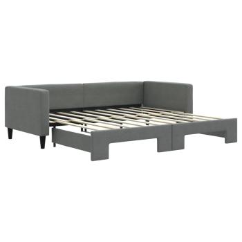 Tagesbett Ausziehbar Dunkelgrau 100x190 cm Stoff