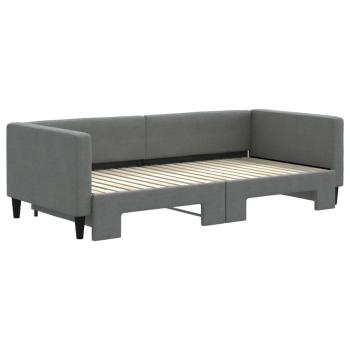 Tagesbett Ausziehbar Dunkelgrau 100x190 cm Stoff