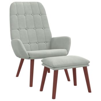 Relaxsessel mit Hocker Hellgrau Samt