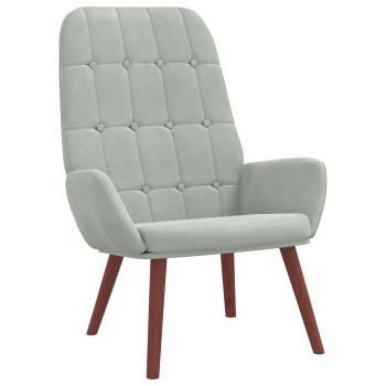 Relaxsessel mit Hocker Hellgrau Samt