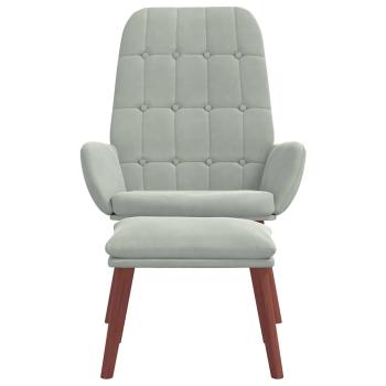 Relaxsessel mit Hocker Hellgrau Samt