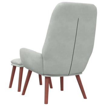 Relaxsessel mit Hocker Hellgrau Samt