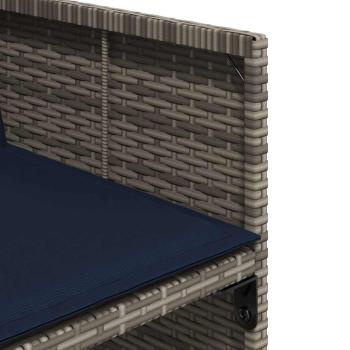 9-teiliges Garten-Ess-Set mit Kissen, grau, Polyrattan