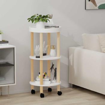 ARDEBO.de - Servierwagen 3 Etagen Weiß 38x38x82cm Holzwerkstoff Kiefernholz
