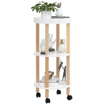 Servierwagen 3 Etagen Weiß 38x38x82cm Holzwerkstoff Kiefernholz