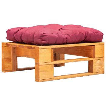 ARDEBO.de - Garten-Palettenhocker mit Rotem Kissen Holz Honigbraun