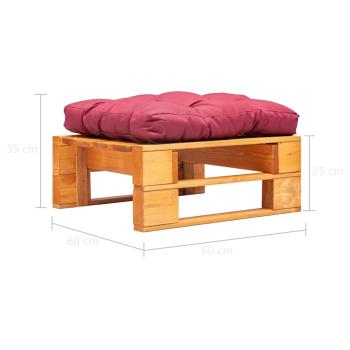 Garten-Palettenhocker mit Rotem Kissen Holz Honigbraun
