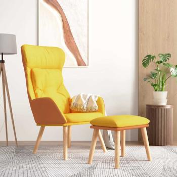 ARDEBO.de - Relaxsessel mit Hocker Senfgelb Kunstleder & Stoff