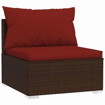 12-tlg. Garten-Lounge-Set mit Kissen Braun Poly Rattan