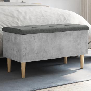 ARDEBO.de - Sitzbank mit Stauraum Betongrau 82x42x46 cm Holzwerkstoff