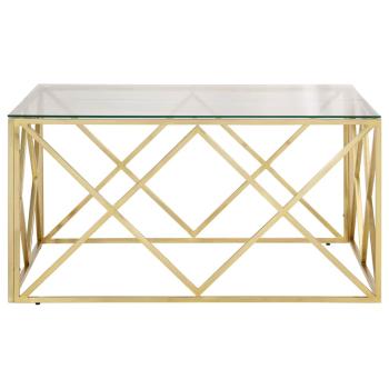 Couchtisch Golden Edelstahl und Hartglas