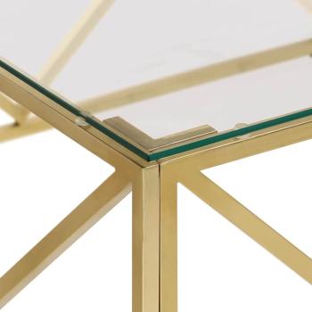 Couchtisch Golden Edelstahl und Hartglas