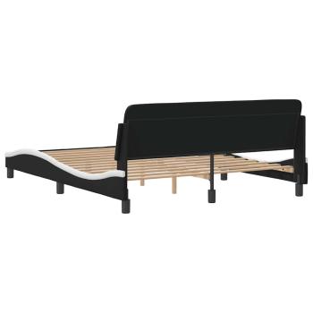 Bettgestell "Dover" Schwarz und Weiß 152x203 cm Kunstleder
