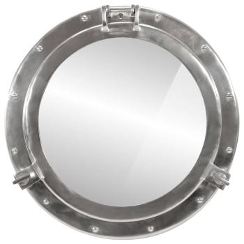 Bullaugen-Spiegel Wandmontage Ø50 cm Aluminium und Glas