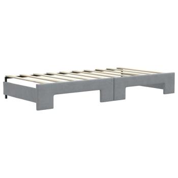 Tagesbett Ausziehbar mit Schubladen Hellgrau 100x190 cm Stoff