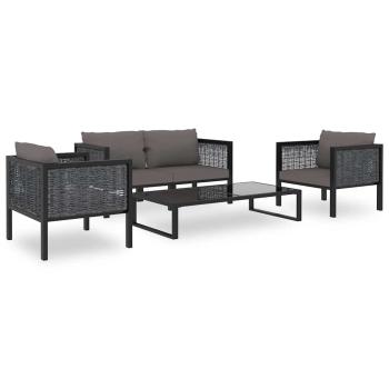 ARDEBO.de - 5-tlg. Garten-Lounge-Set mit Auflagen Poly Rattan Anthrazit
