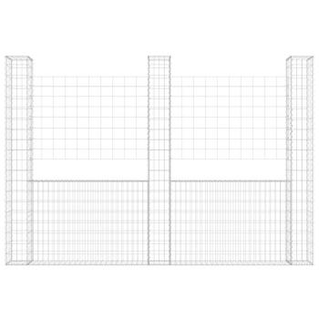 Gabionenkorb U-Form mit 3 Säulen Eisen 260x20x200 cm