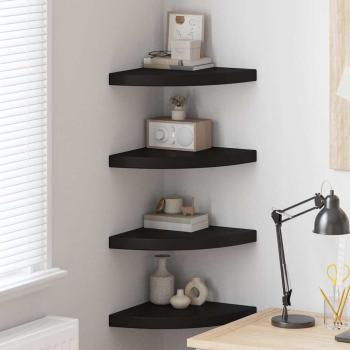 ARDEBO.de - Eck-Schweberegale 4 Stk. Schwarz 35x35x3,8 cm MDF