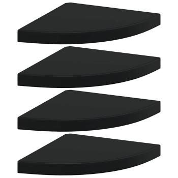 Eck-Schweberegale 4 Stk. Schwarz 35x35x3,8 cm MDF