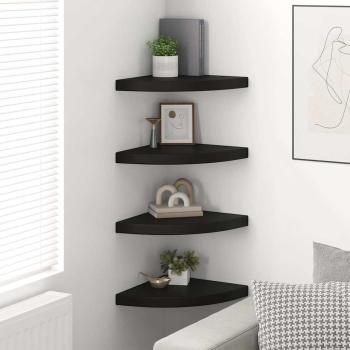 Eck-Schweberegale 4 Stk. Schwarz 35x35x3,8 cm MDF