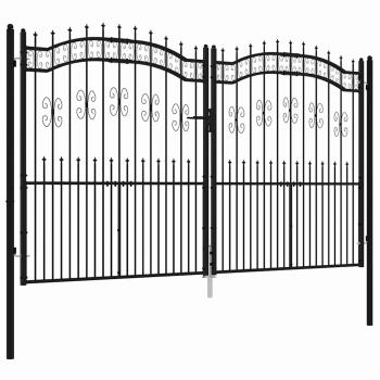 Gartentor KAMPEN mit Speerspitze Schwarz 302 x 172 cm Stahl