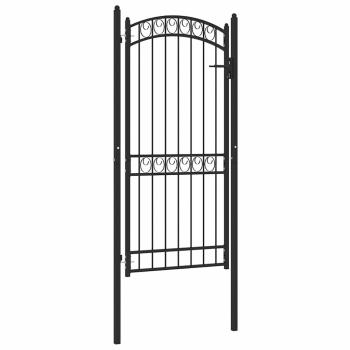 ARDEBO.de - Zauntor mit Gewölbter Spitze Stahl 100x200 cm Schwarz