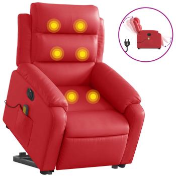 Massagesessel mit Aufstehhilfe Elektrisch Rot Kunstleder