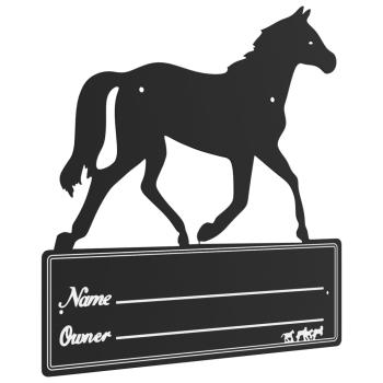 Namensschild für Pferdebox Schwarz Stahl