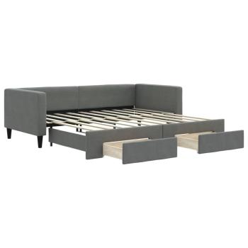 Tagesbett Ausziehbar mit Schubladen Dunkelgrau 100x190 cm Stoff