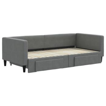 Tagesbett Ausziehbar mit Schubladen Dunkelgrau 100x190 cm Stoff