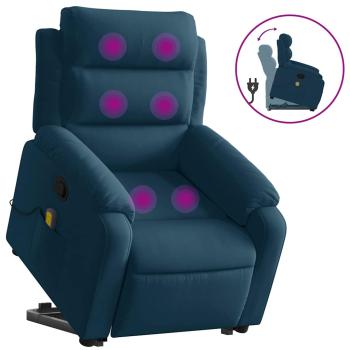 Massagesessel mit Aufstehhilfe Blau Samt