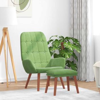 ARDEBO.de - Relaxsessel mit Hocker Hellgrün Samt