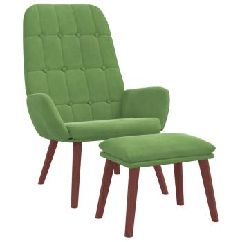 Relaxsessel mit Hocker Hellgrün Samt