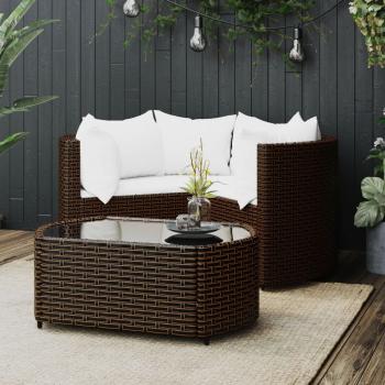 ARDEBO.de - 4-tlg. Garten-Lounge-Set mit Kissen Braun Poly Rattan