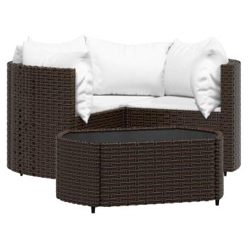 4-tlg. Garten-Lounge-Set mit Kissen Braun Poly Rattan