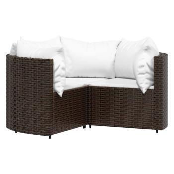 4-tlg. Garten-Lounge-Set mit Kissen Braun Poly Rattan